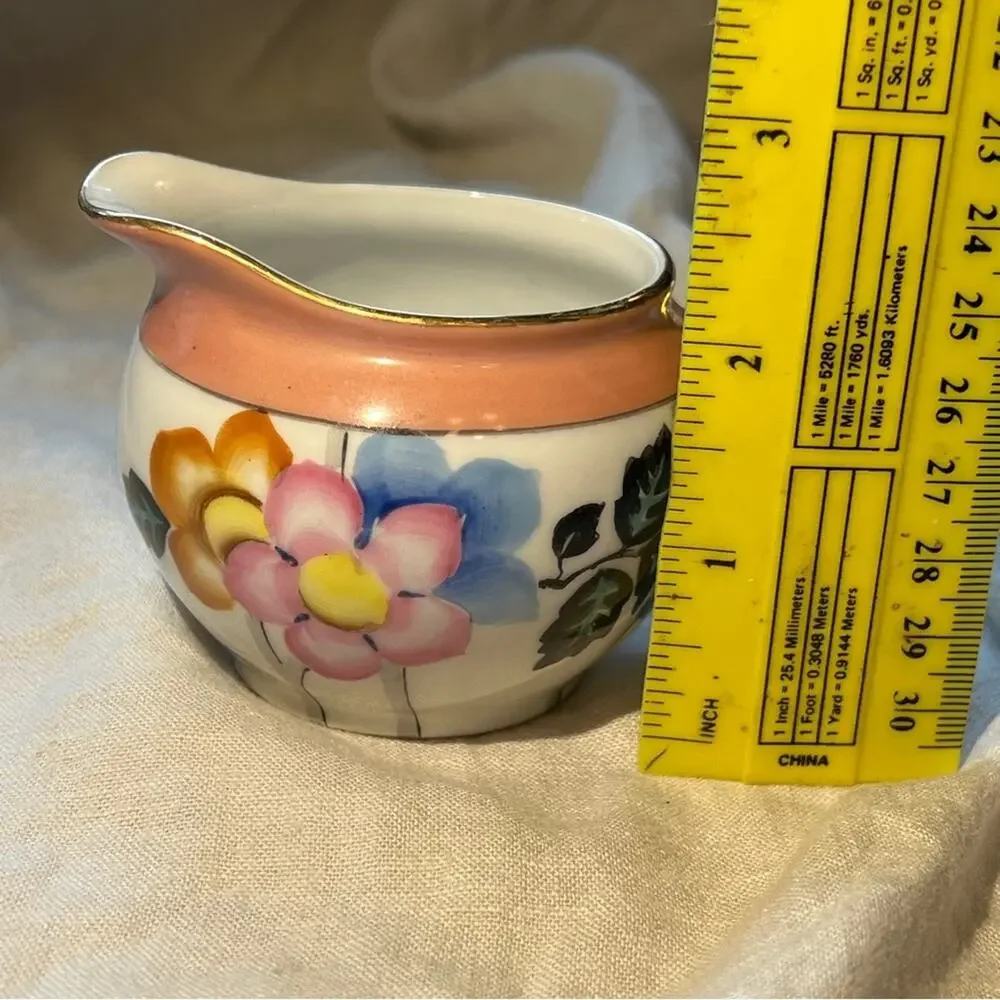 VINTAGE NORITAKE Floral China Creamer Edged in Brilliant Gold/or Flower Vase